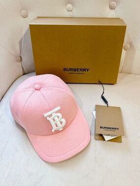 Authentic Burberry pink monogram embroidered baseball cap
